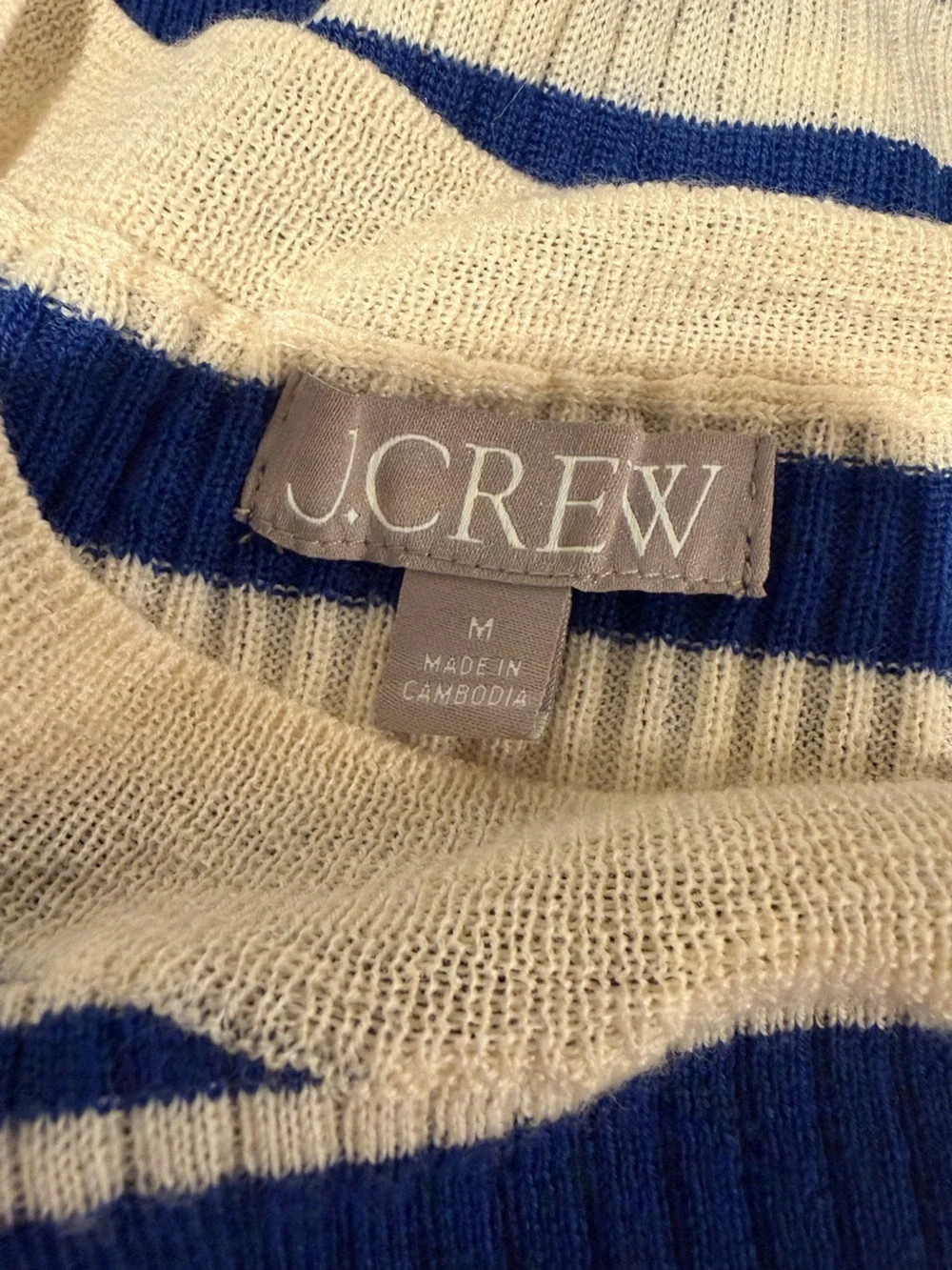 J.Crew Carolyn Merino Wool three-quarter sleeve stripe sweater size Medium